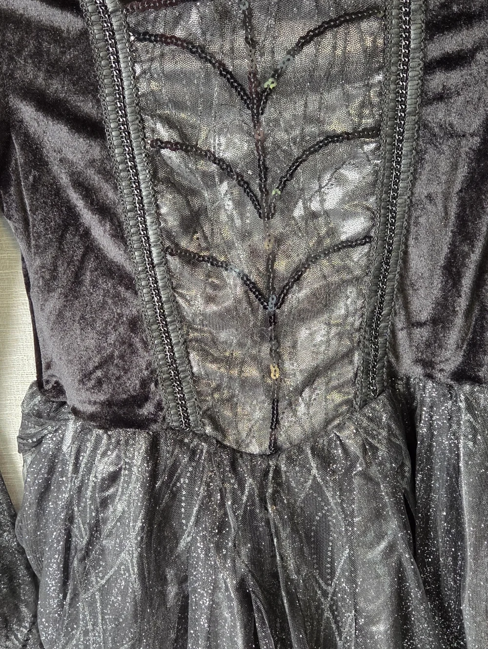 Spirit Halloween Black Metallic Witch Costume Dress large 14